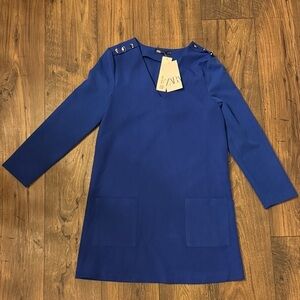 Zara Royal Blue Long Sleeve Dress NWT size XS